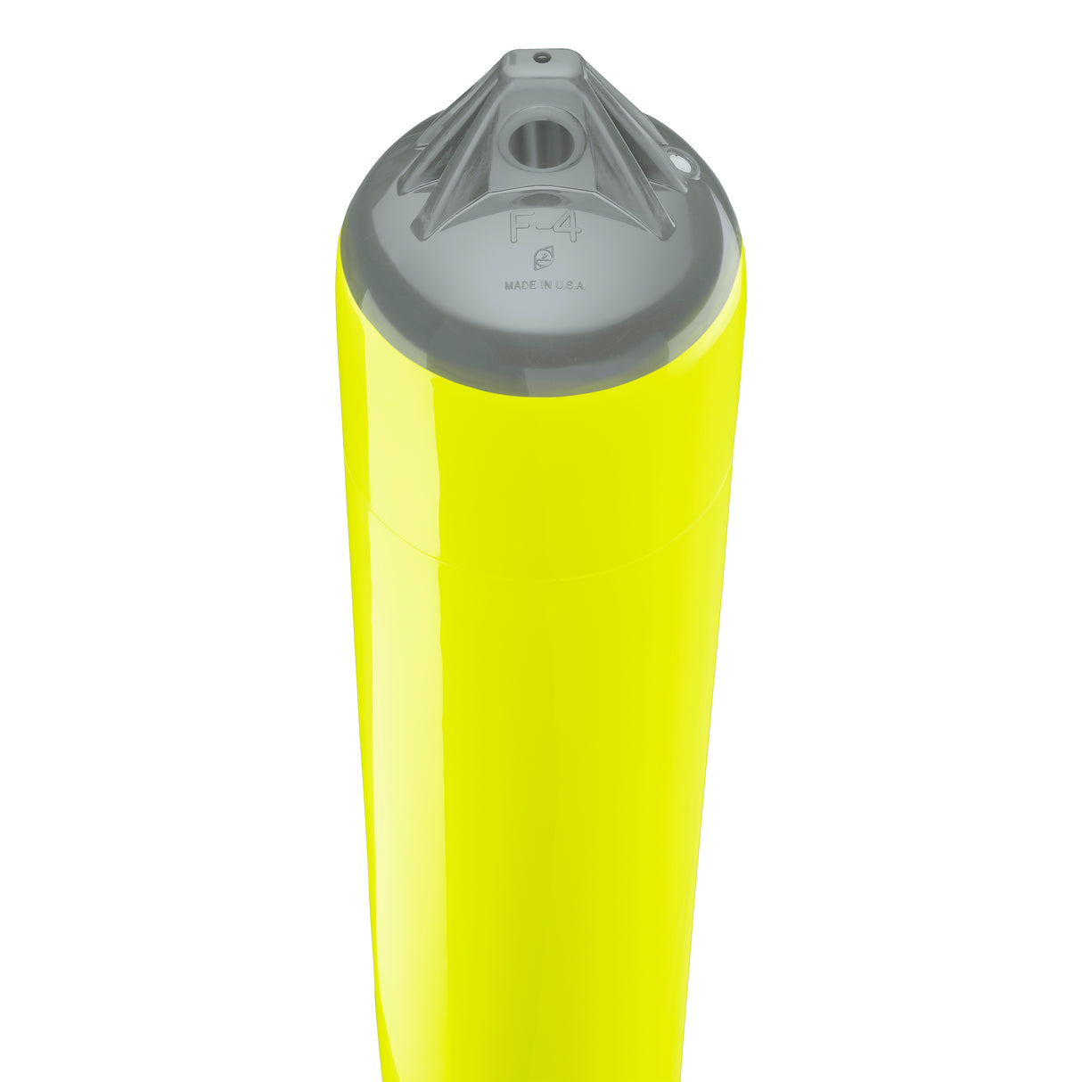 Saturn Yellow boat fender with Grey-Top, Polyform F-4 angled shot