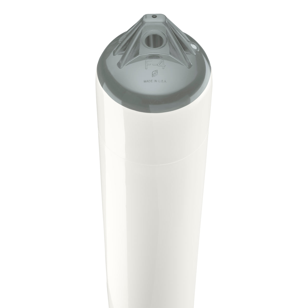 White boat fender with Grey-Top, Polyform F-4 angled shot