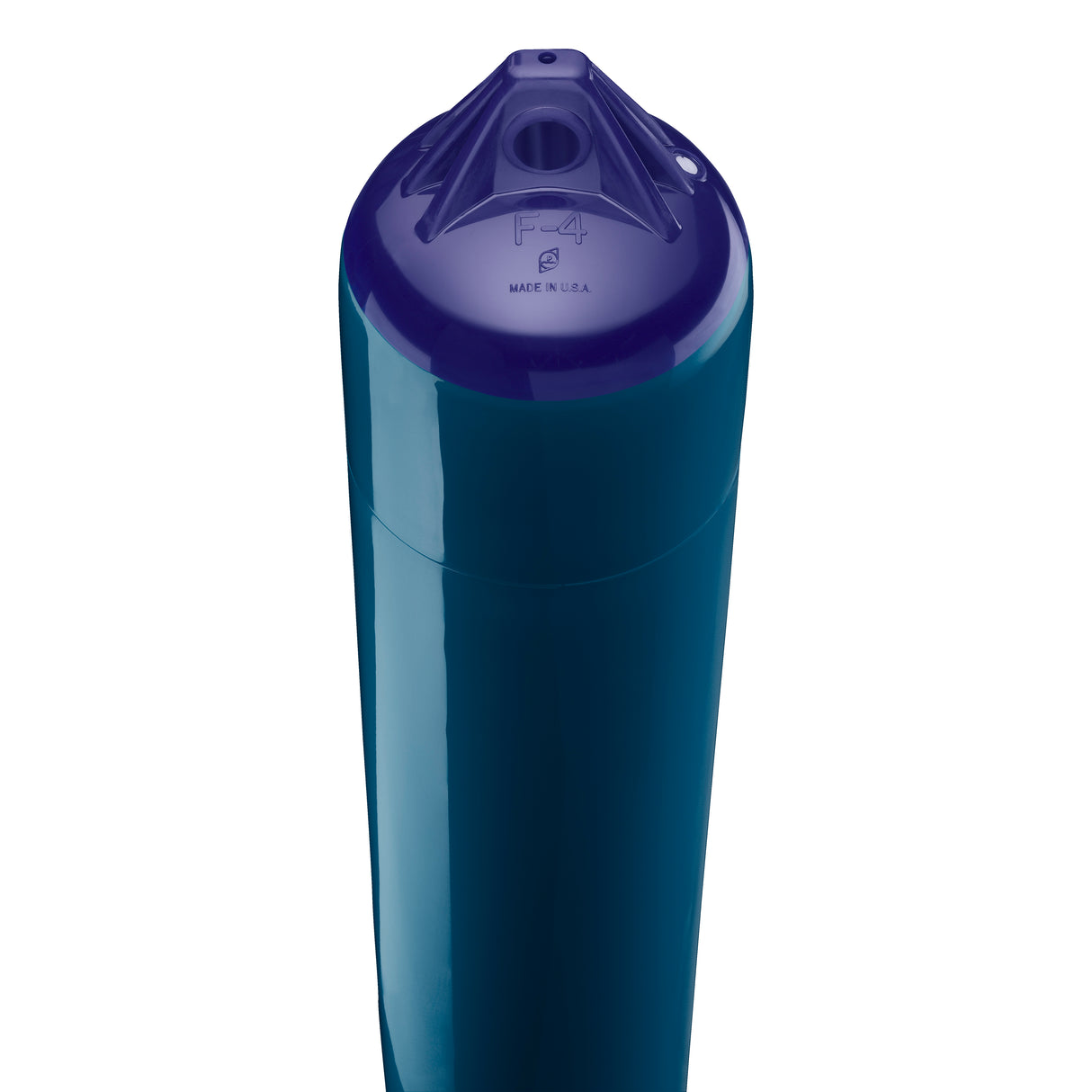 Catalina Blue boat fender with Navy-Top, Polyform F-4 angled shot