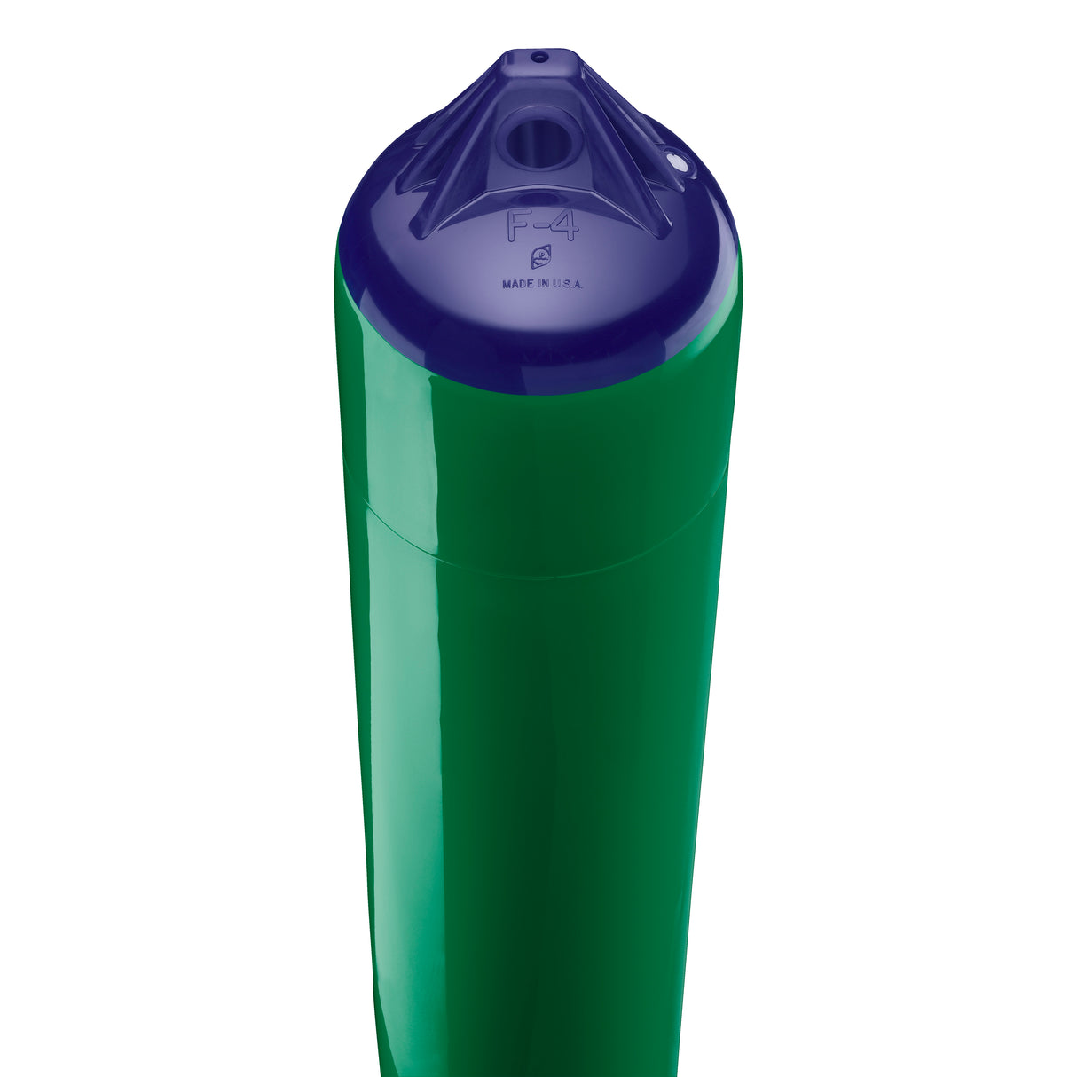 Forest Green boat fender with Navy-Top, Polyform F-4 angled shot