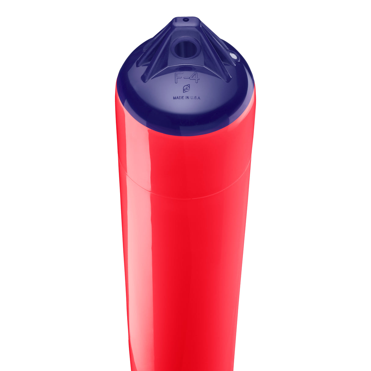 Red boat fender with Navy-Top, Polyform F-4 angled shot