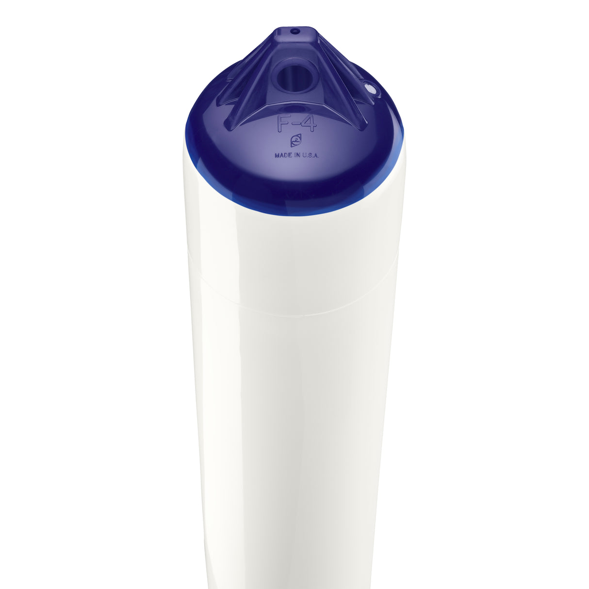 White boat fender with Navy-Top, Polyform F-4 angled shot