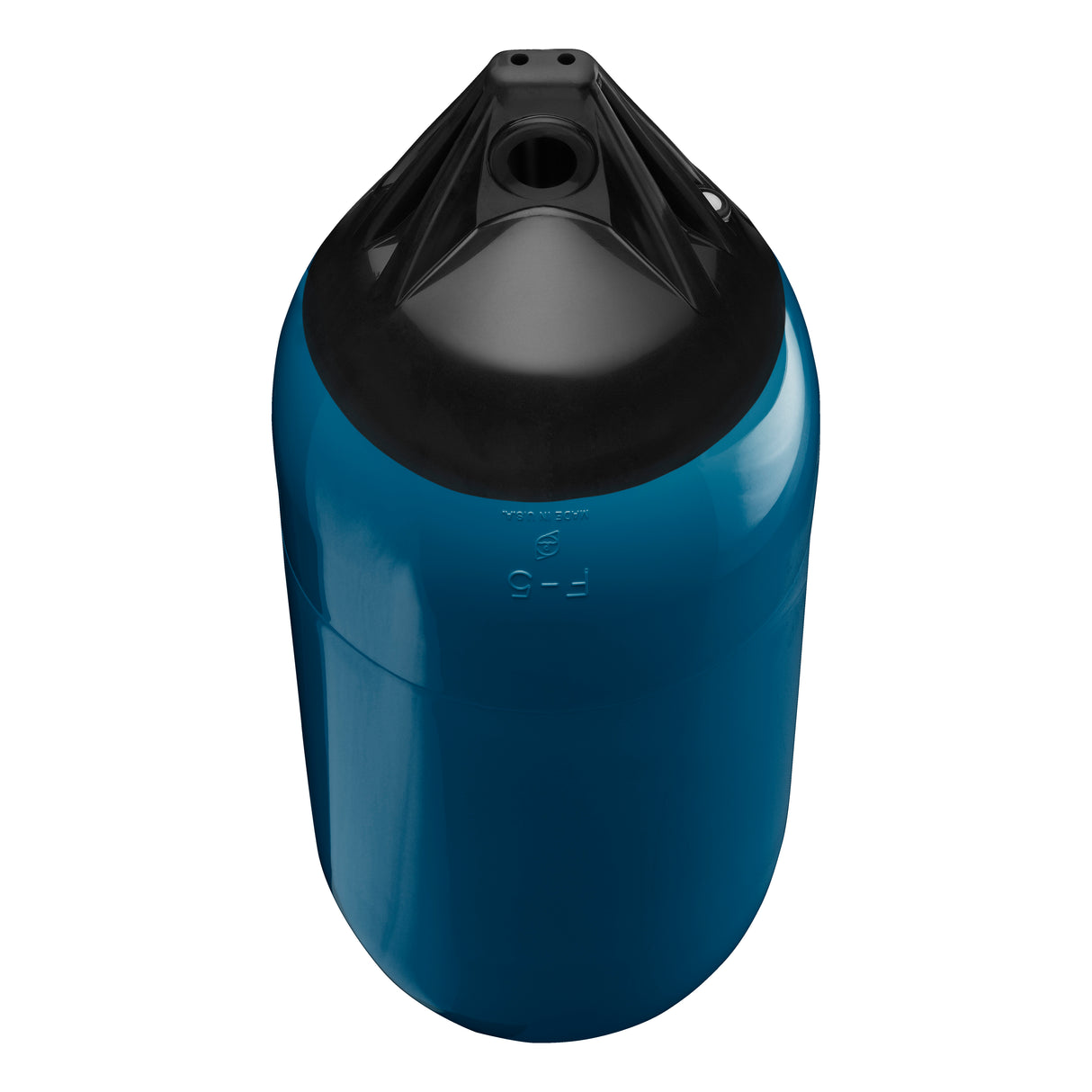 Catalina Blue boat fender with Black-Top, Polyform F-5 angled shot