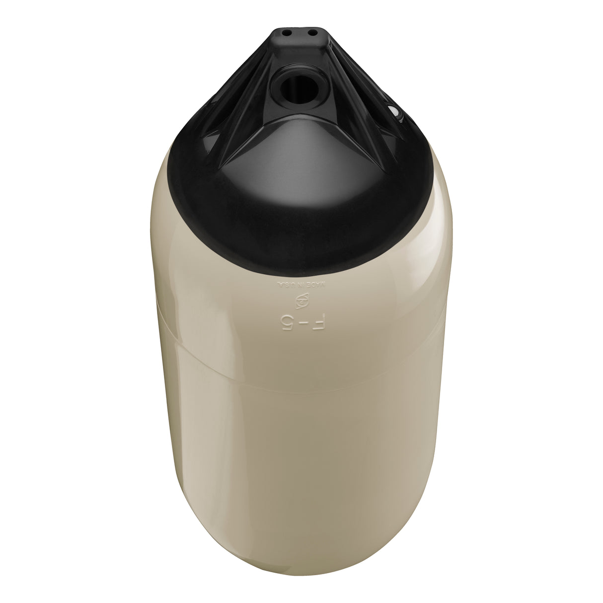 Sand boat fender with Black-Top, Polyform F-5 angled shot