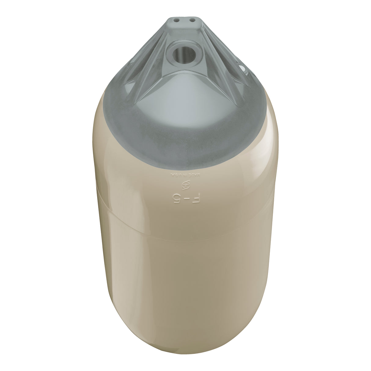 Sand boat fender with Grey-Top, Polyform F-5 angled shot