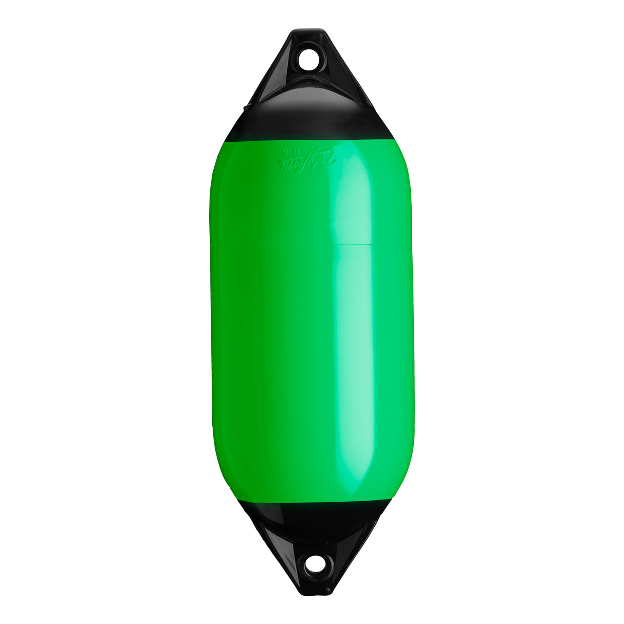 Green boat fender with Black-Top, Polyform F-5