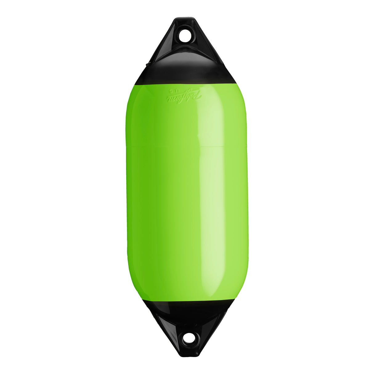 Lime boat fender with Black-Top, Polyform F-5