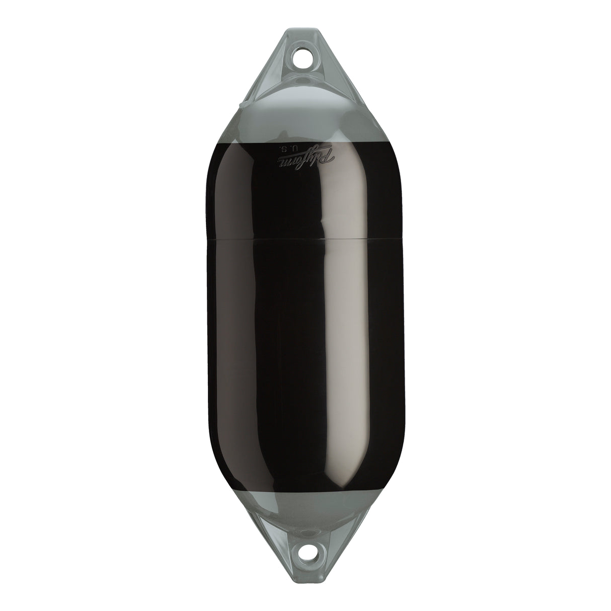 Black boat fender with Grey-Top, Polyform F-5