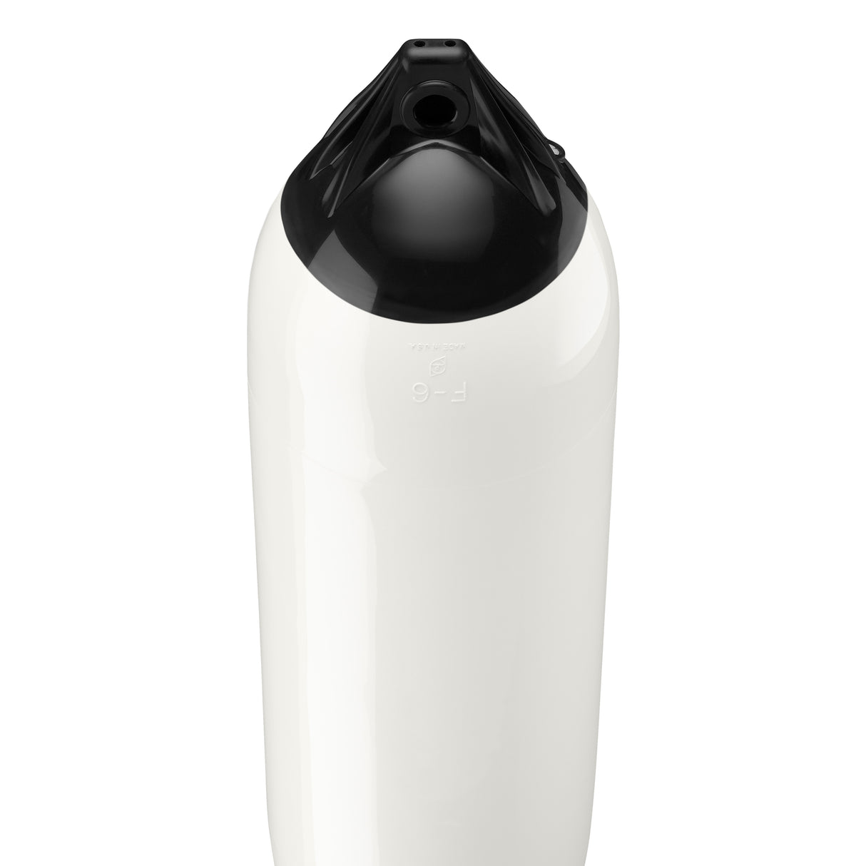 White boat fender with Black-Top, Polyform F-6 angled shot
