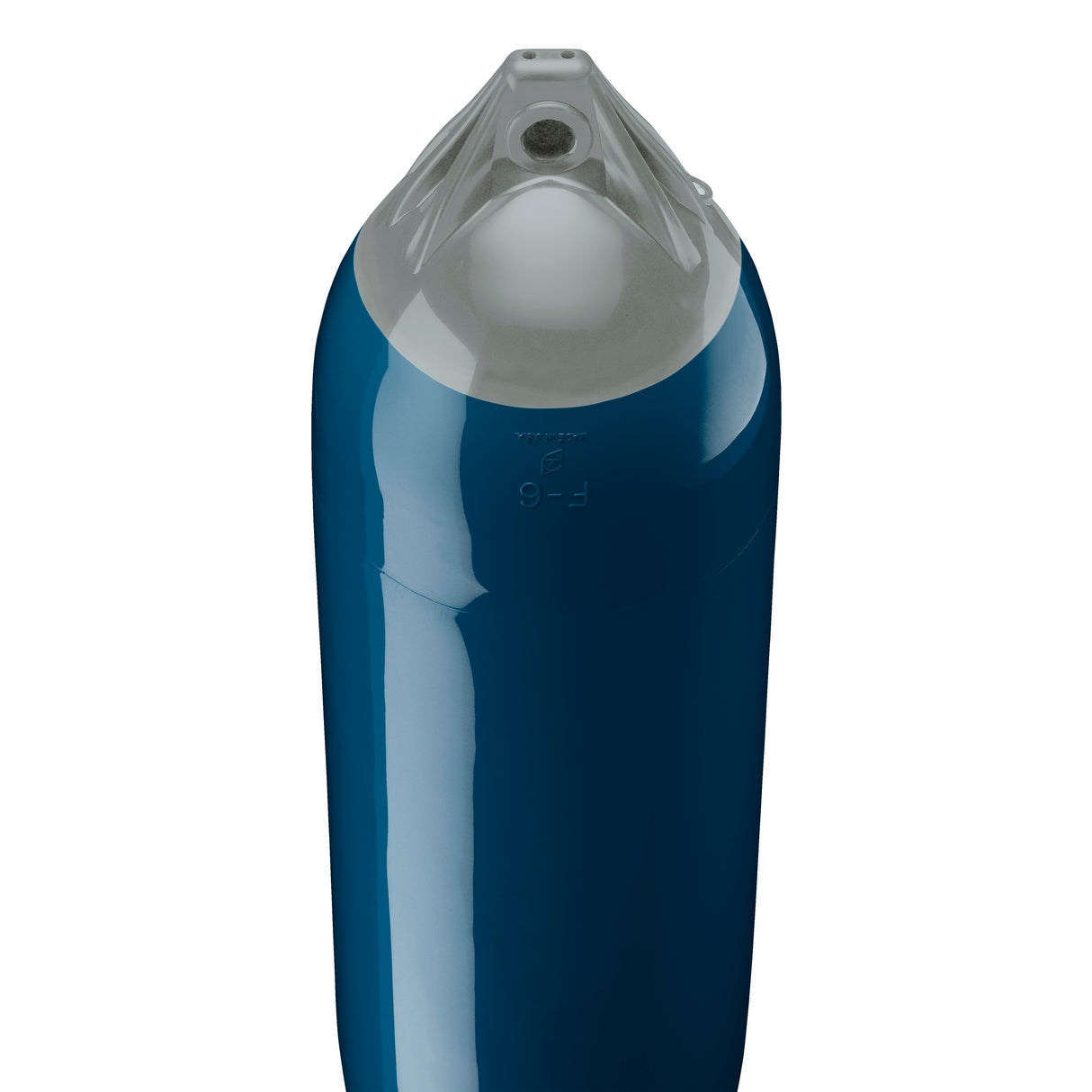 Catalina Blue boat fender with Grey-Top, Polyform F-6 angled shot