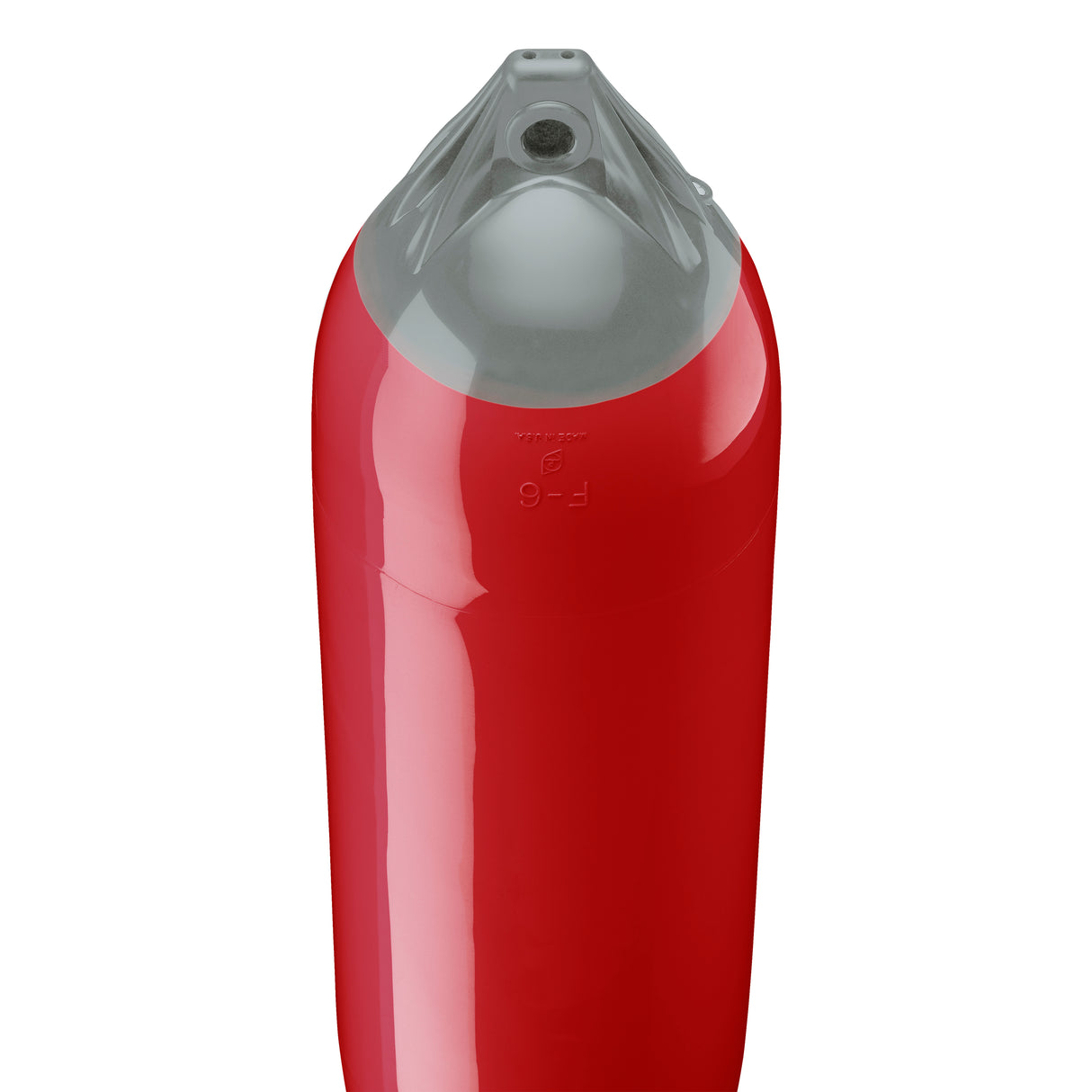 Classic Red boat fender with Grey-Top, Polyform F-6 angled shot