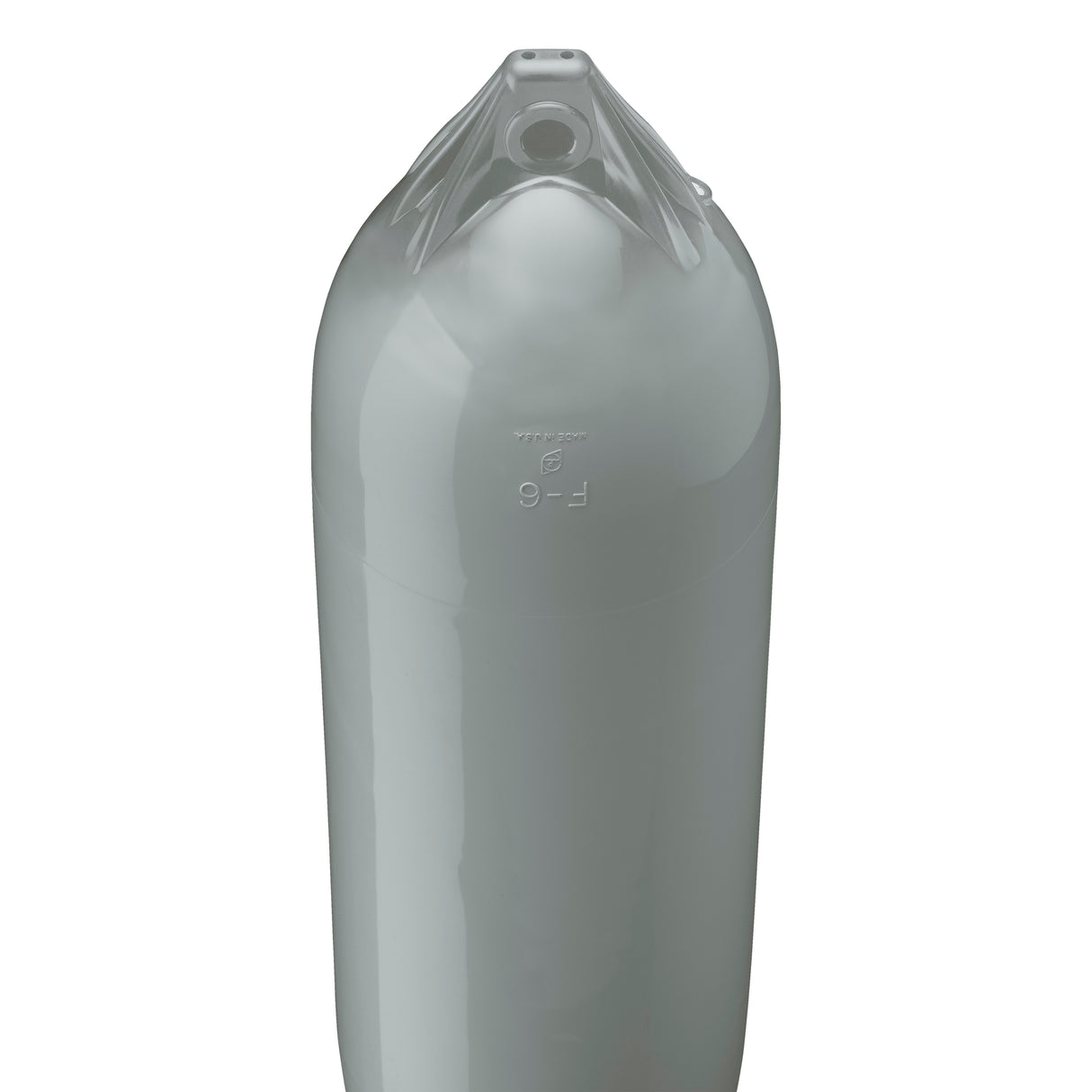 Grey boat fender with Grey-Top, Polyform F-6 angled shot