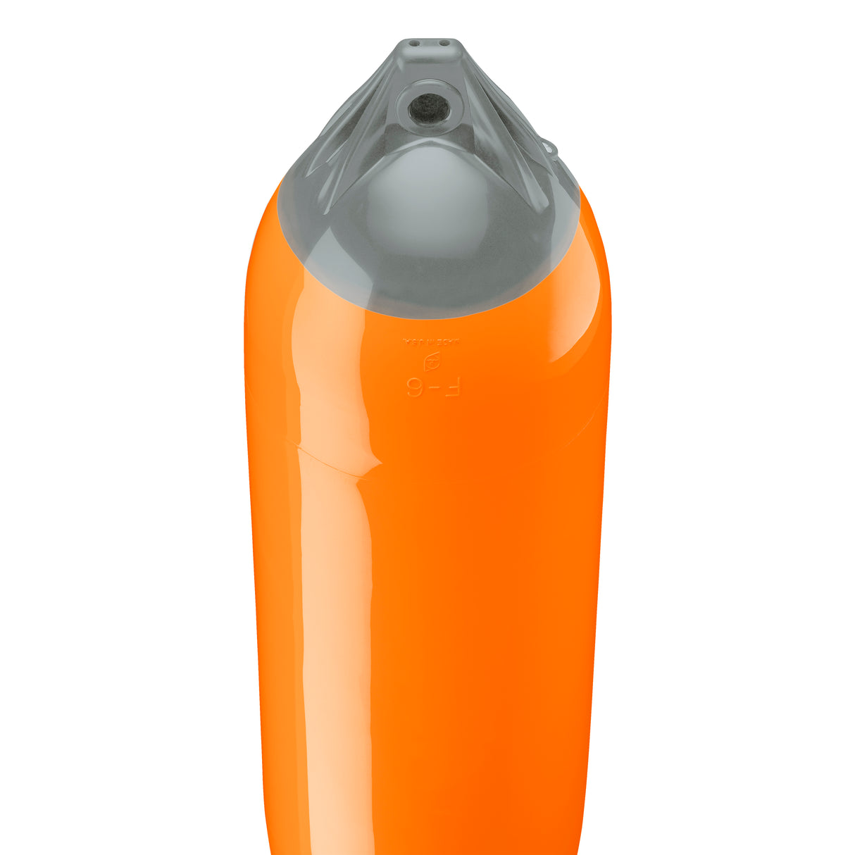 Orange boat fender with Grey-Top, Polyform F-6 angled shot
