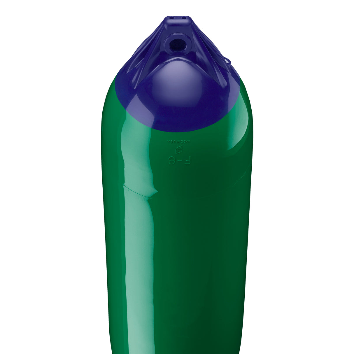 Forest Green boat fender with Navy-Top, Polyform F-6 angled shot
