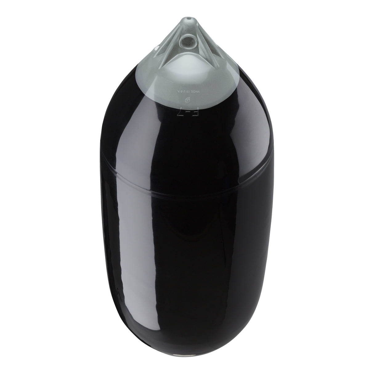 Black boat fender with Grey-Top, Polyform F-7 angled shot