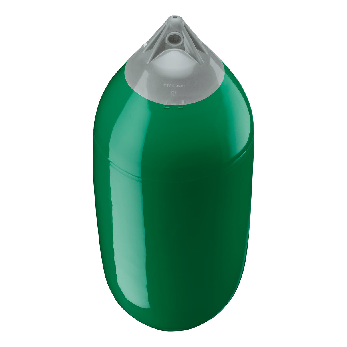 Forest Green boat fender with Grey-Top, Polyform F-7 angled shot