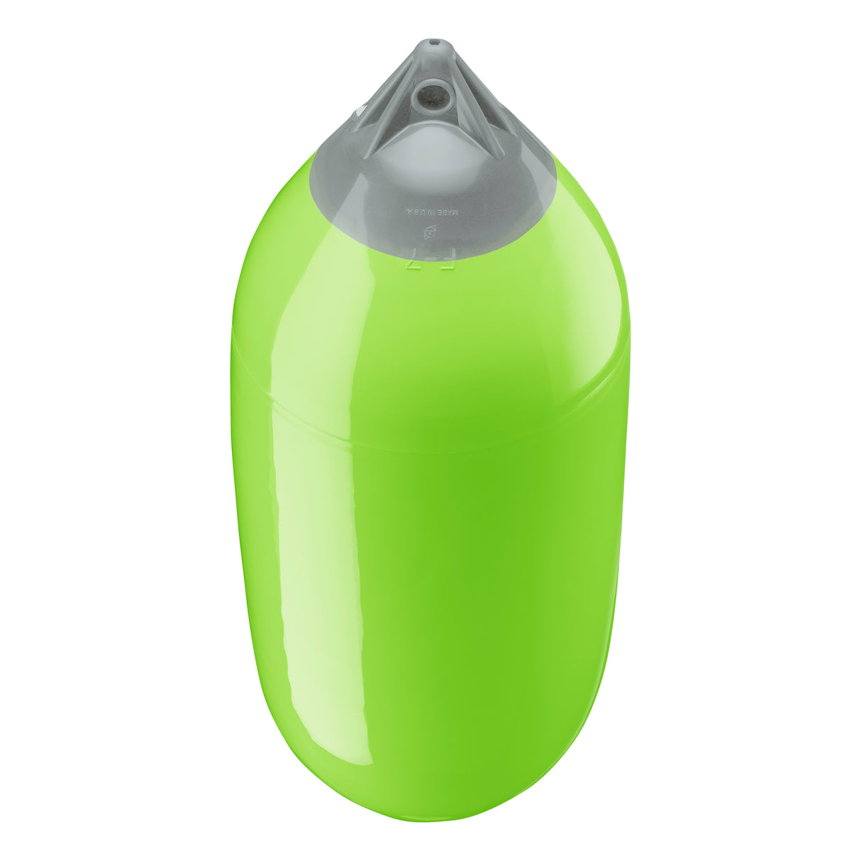 Lime boat fender with Grey-Top, Polyform F-7 angled shot