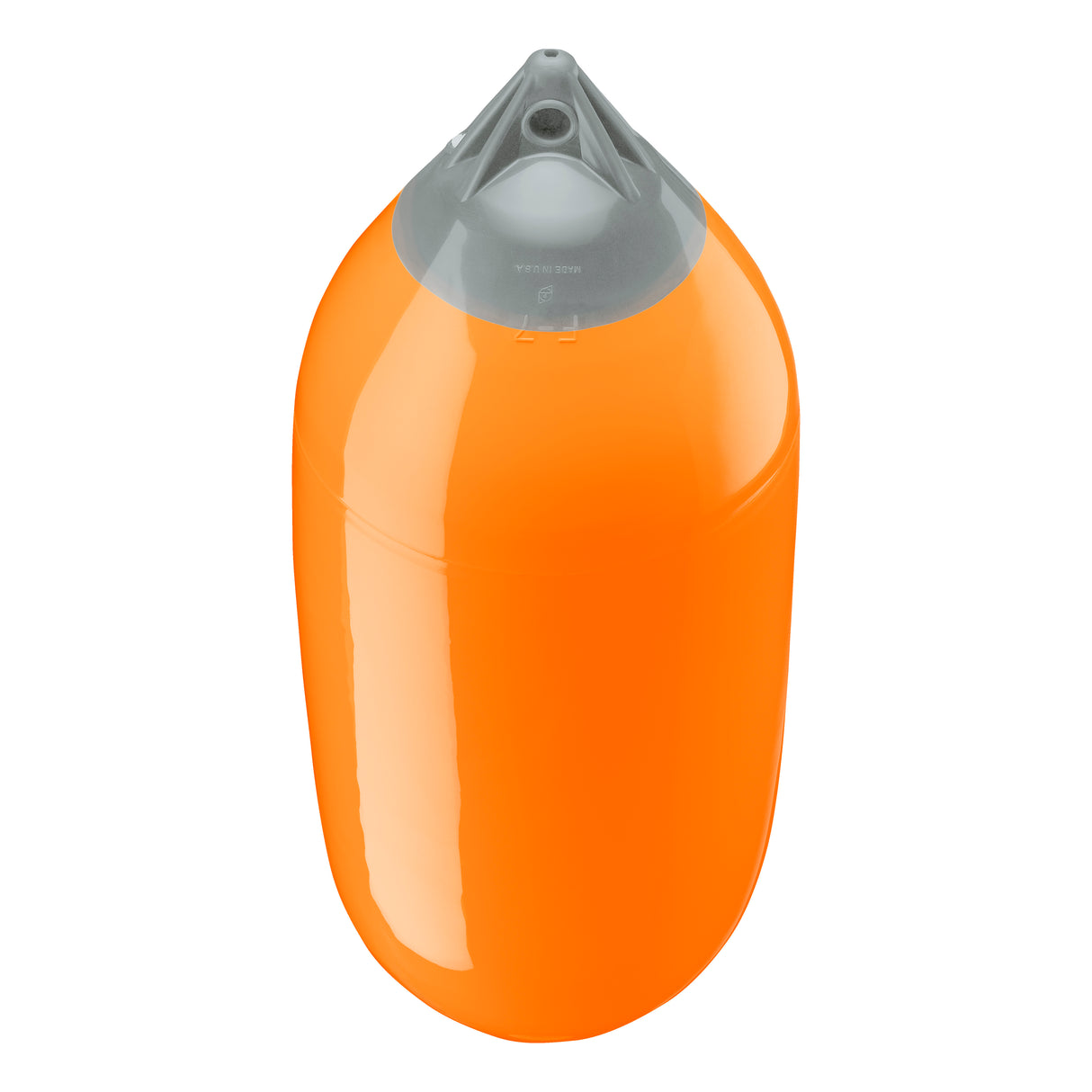 Orange boat fender with Grey-Top, Polyform F-7 angled shot