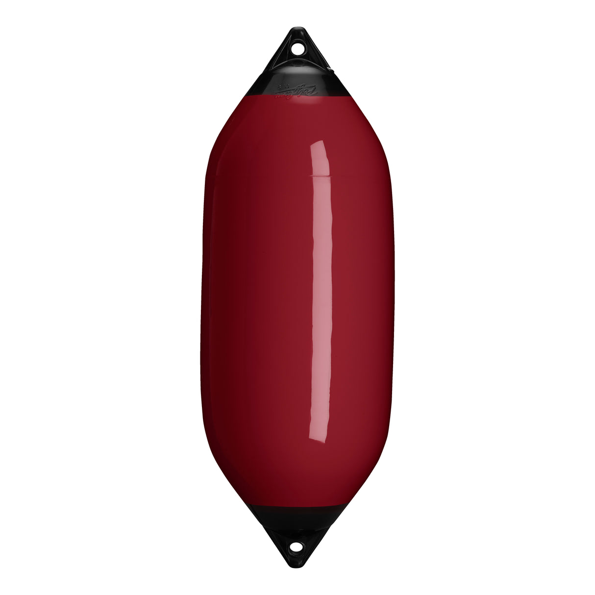 Burgundy boat fender with Black-Top, Polyform F-7