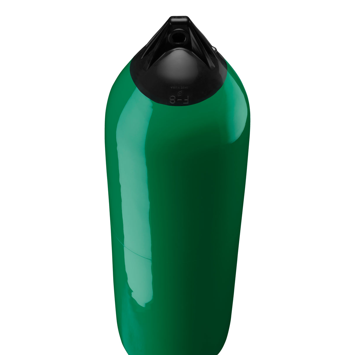 Forest Green boat fender with Navy-Top, Polyform F-8 angled shot