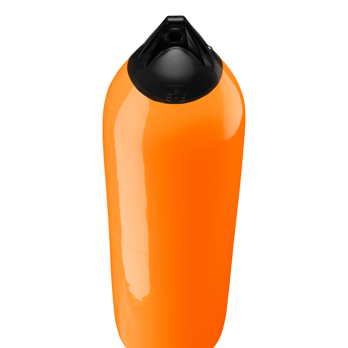 Orange boat fender with Navy-Top, Polyform F-8 angled shot