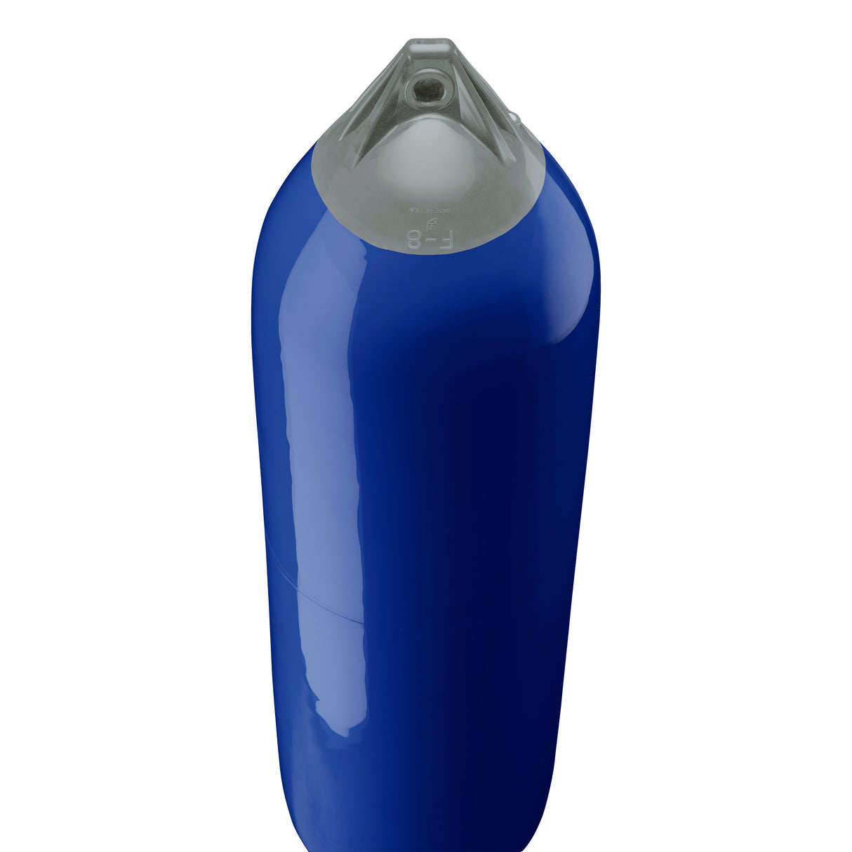 Cobalt Blue boat fender with Grey-Top, Polyform F-8 angled shot