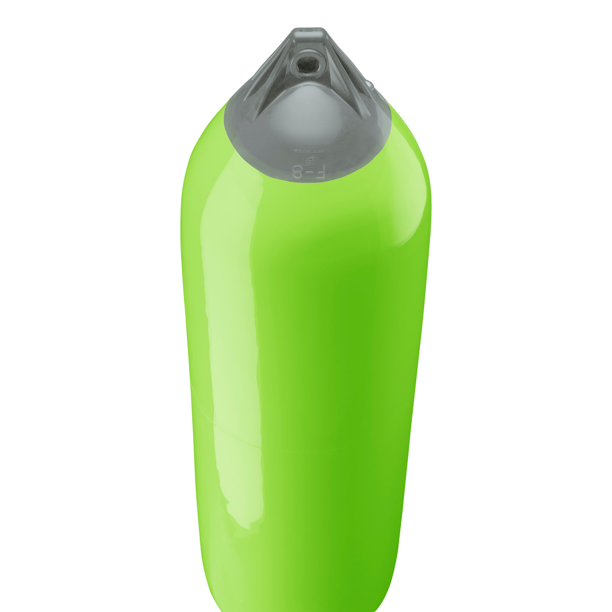 Lime boat fender with Grey-Top, Polyform F-8 angled shot