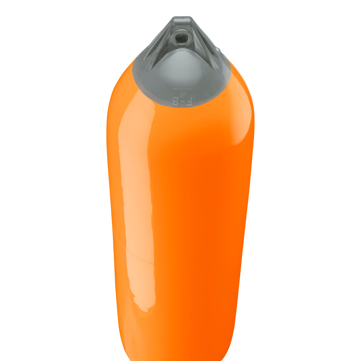 Orange boat fender with Grey-Top, Polyform F-8 angled shot