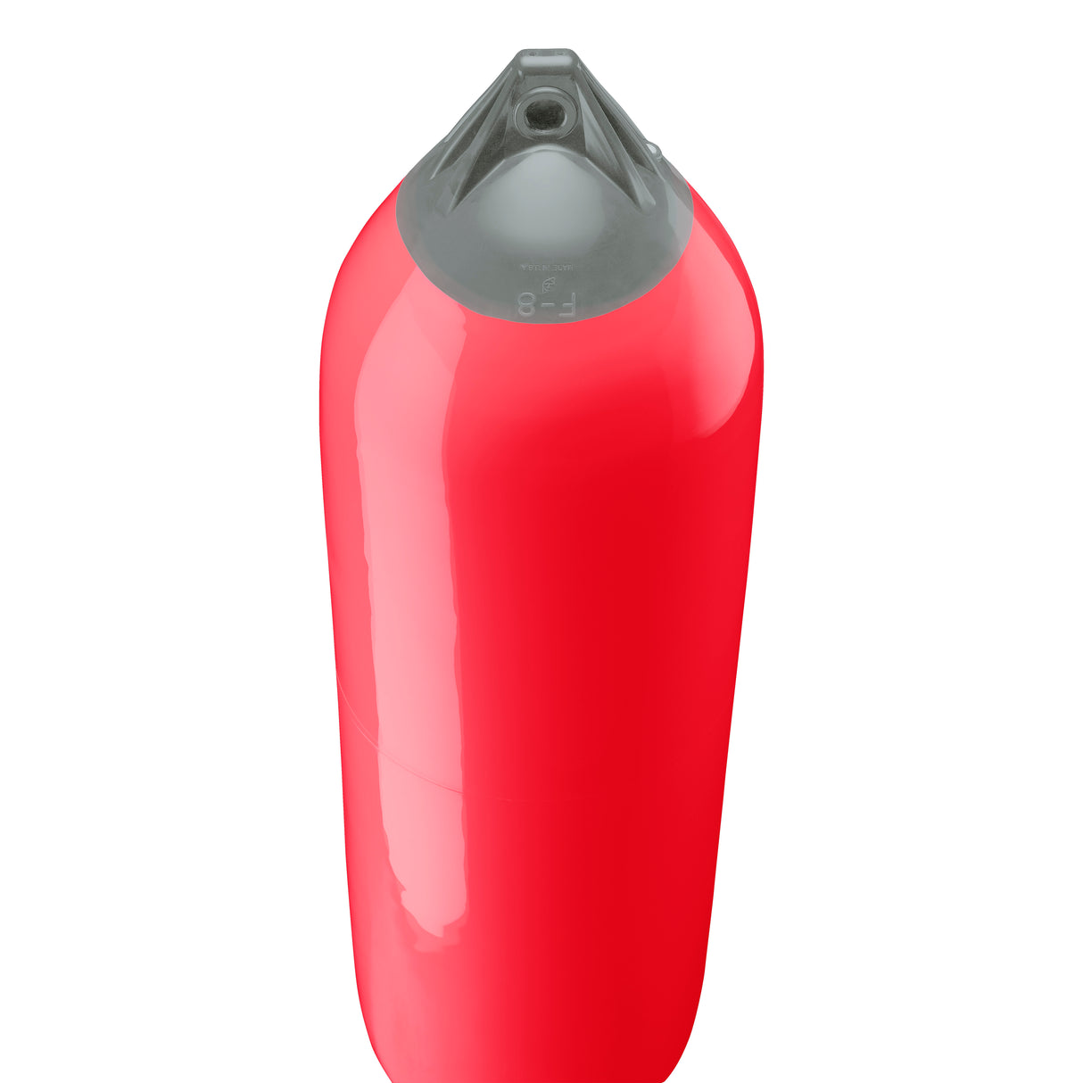 Red boat fender with Grey-Top, Polyform F-8 angled shot