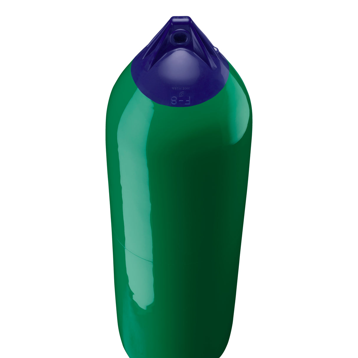 Forest Green boat fender with Navy-Top, Polyform F-8 angled shot