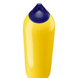 Yellow boat fender with Navy-Top, Polyform F-8 angled shot