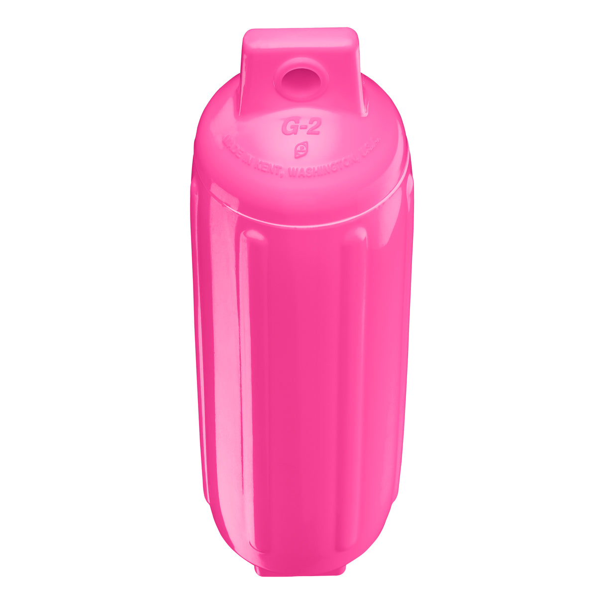 Pink boat fender, Polyform G-2 angled shot