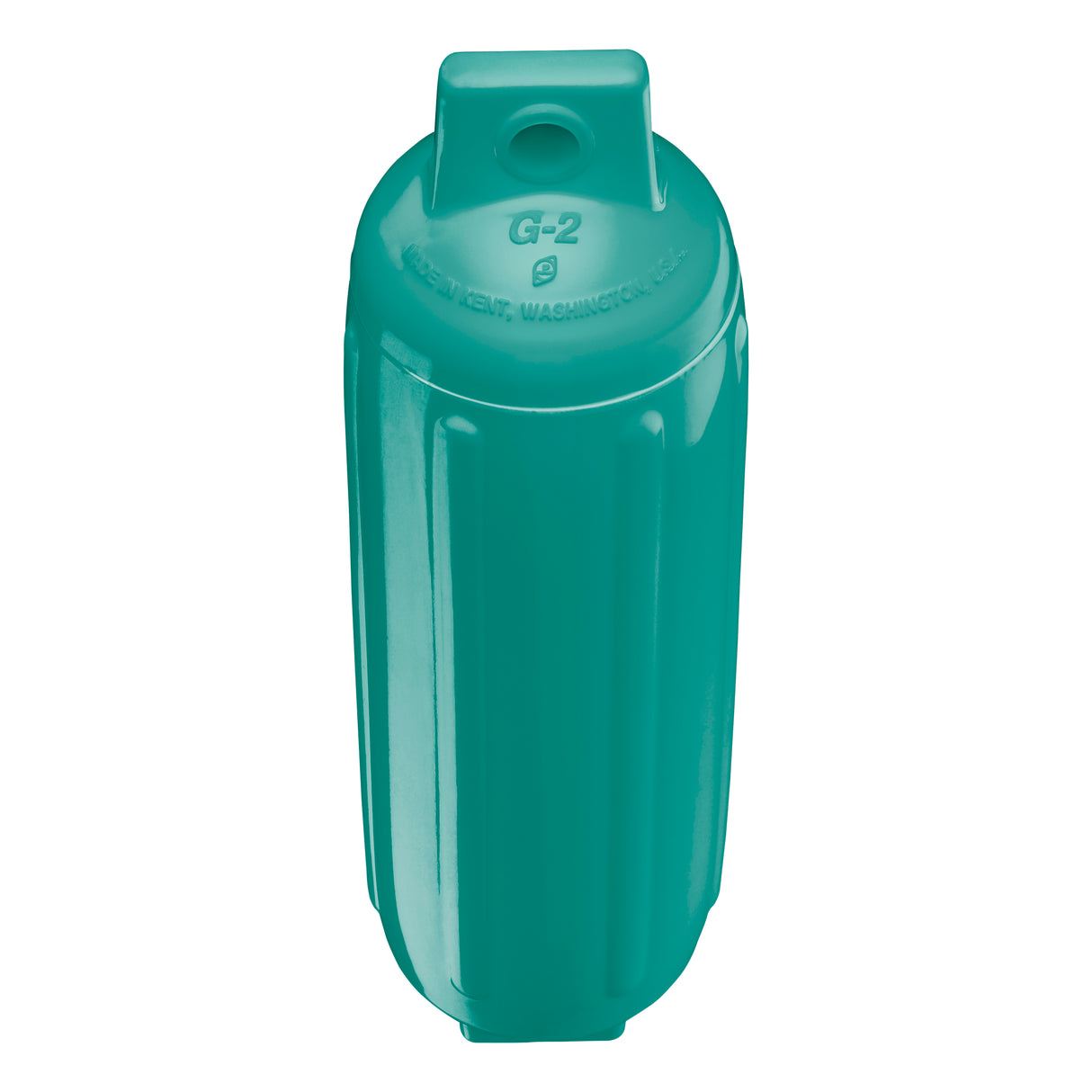 Teal boat fender, Polyform G-2 angled shot