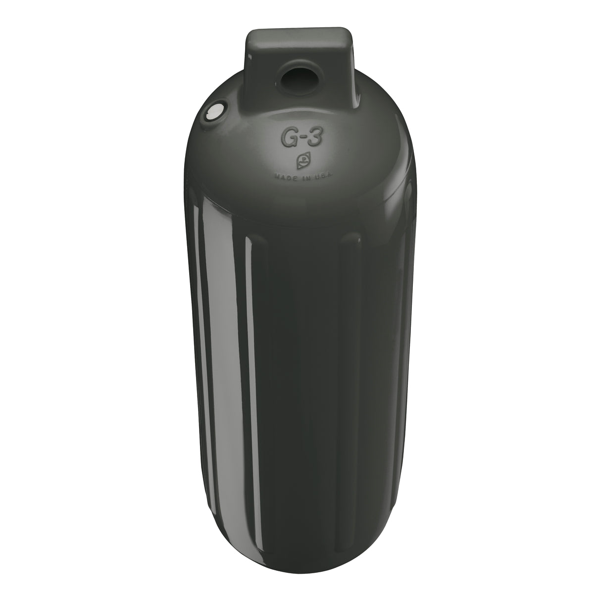 Graphite boat fender, Polyform G-3 angled shot
