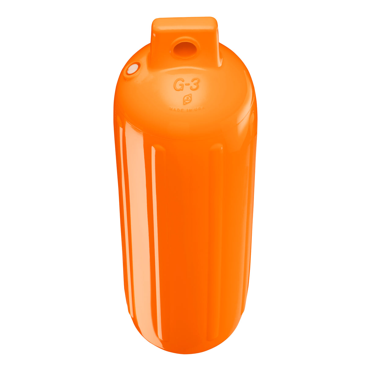 Orange boat fender, Polyform G-3 angled shot
