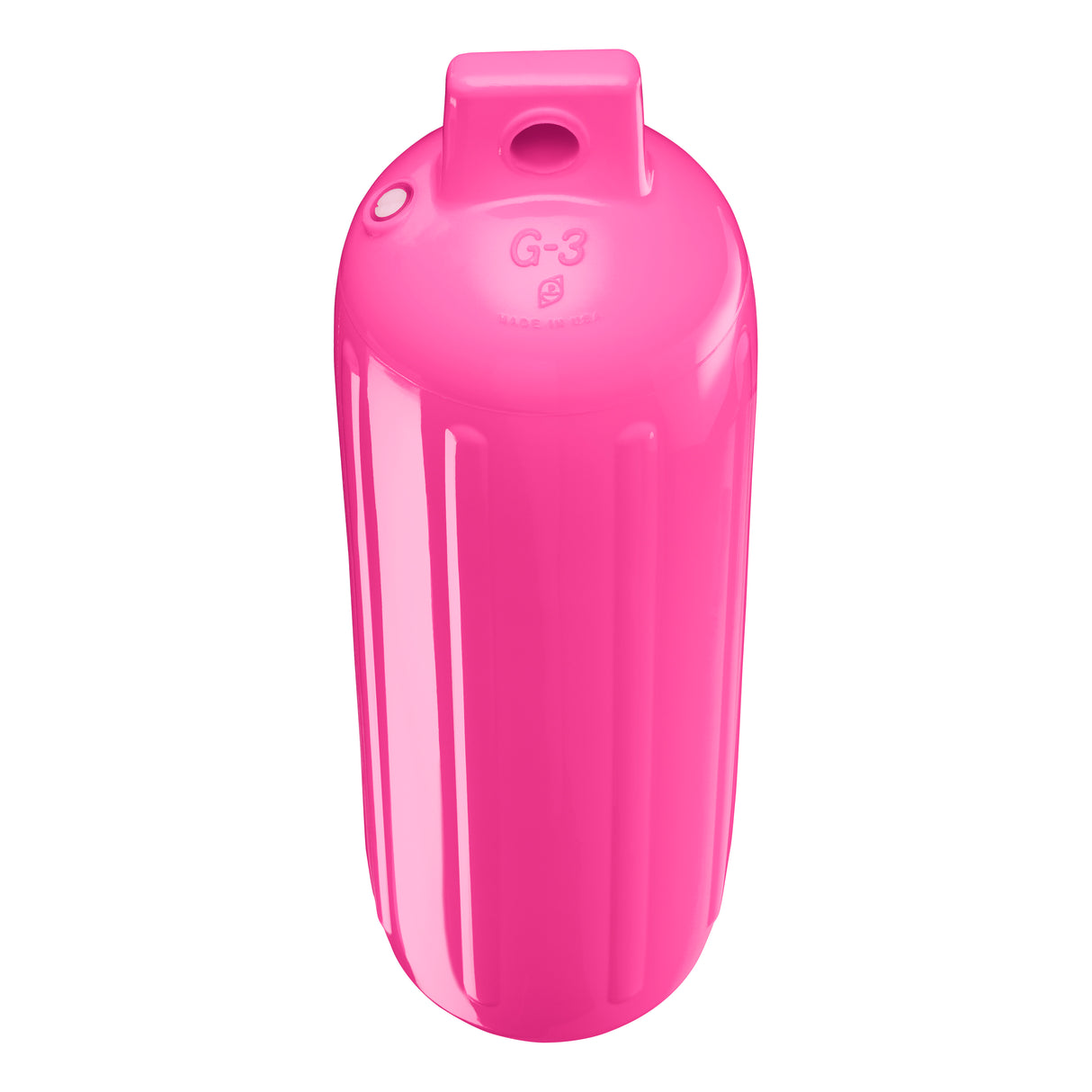 Pink boat fender, Polyform G-3 angled shot