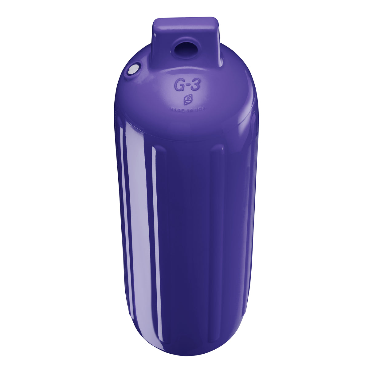 Purple boat fender, Polyform G-3 angled shot