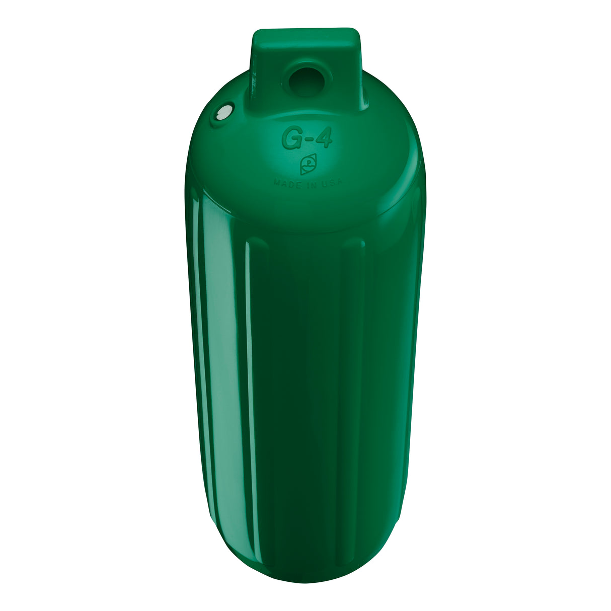 Forest Green boat fender, Polyform G-4 angled shot