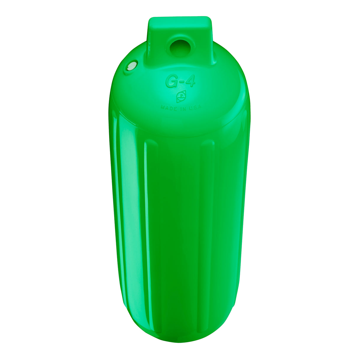 Green boat fender, Polyform G-4 angled shot