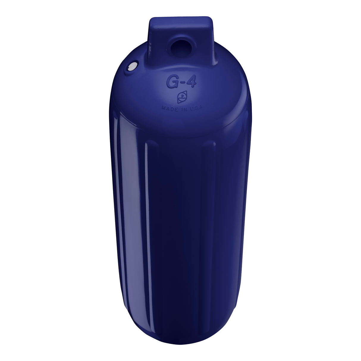 Navy Blue boat fender, Polyform G-4 angled shot