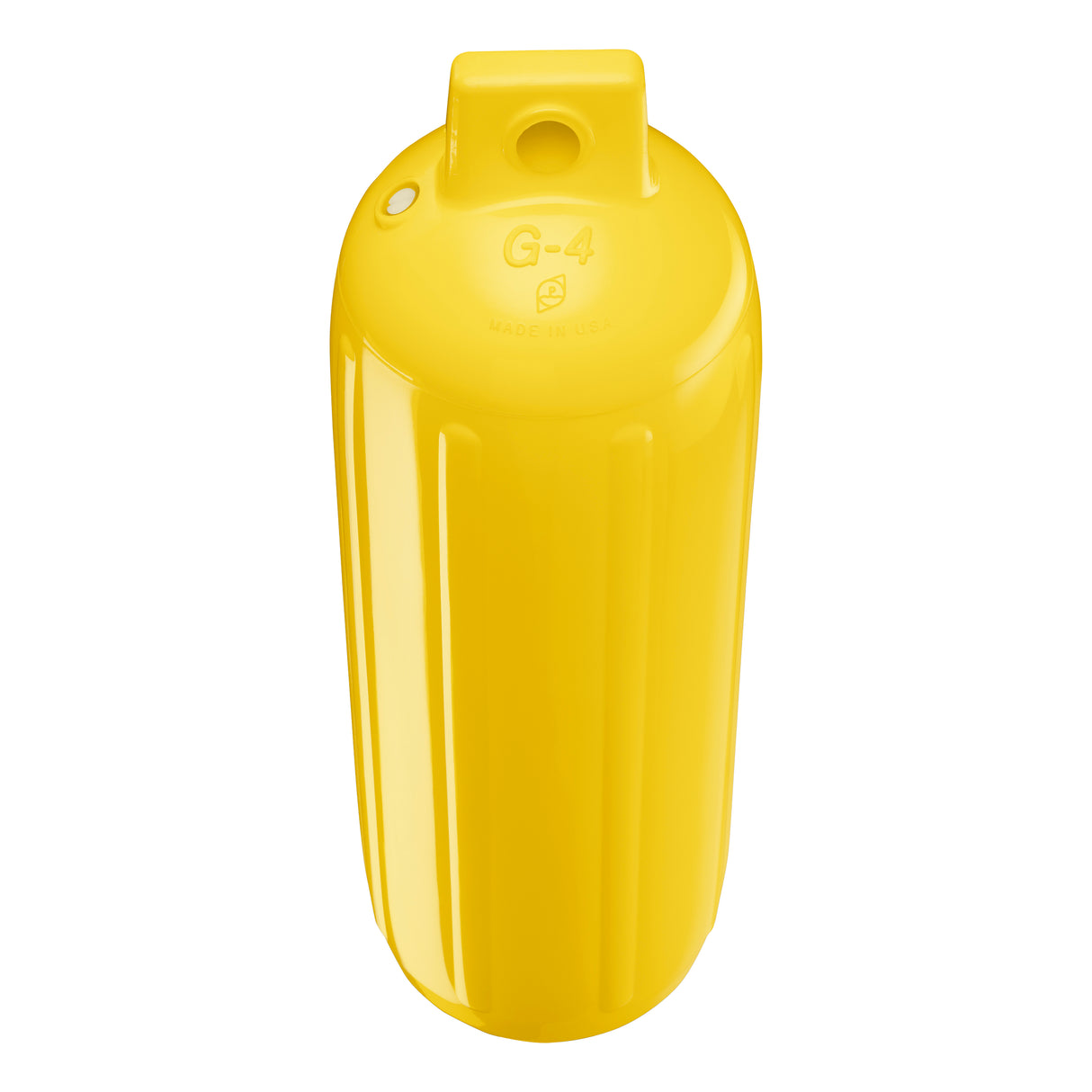 Yellow boat fender, Polyform G-4 angled shot