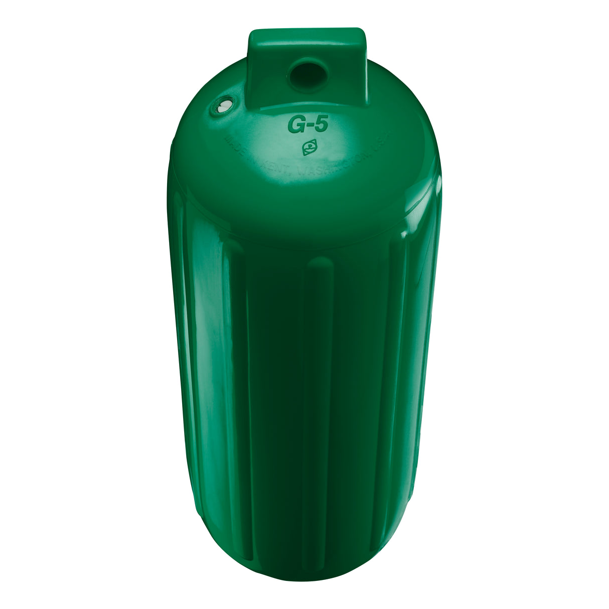 Forest Green boat fender, Polyform G-5 angled shot