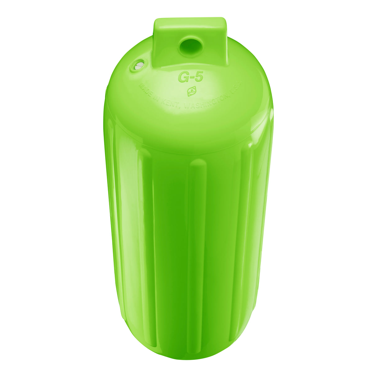 Lime boat fender, Polyform G-5 angled shot