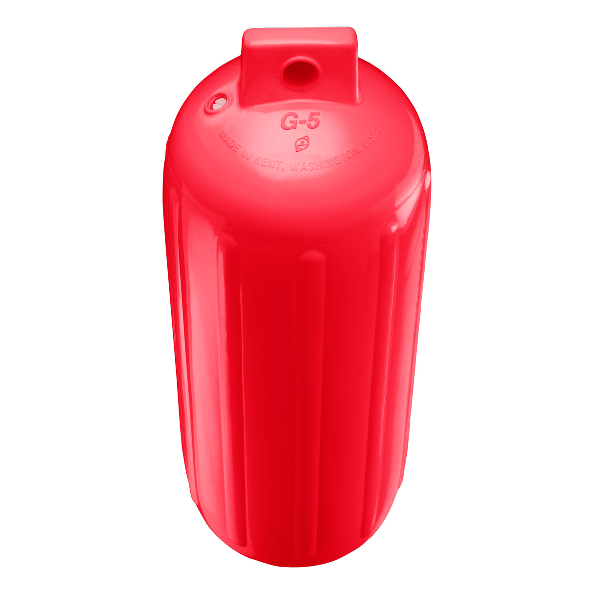 Red boat fender, Polyform G-5 angled shot