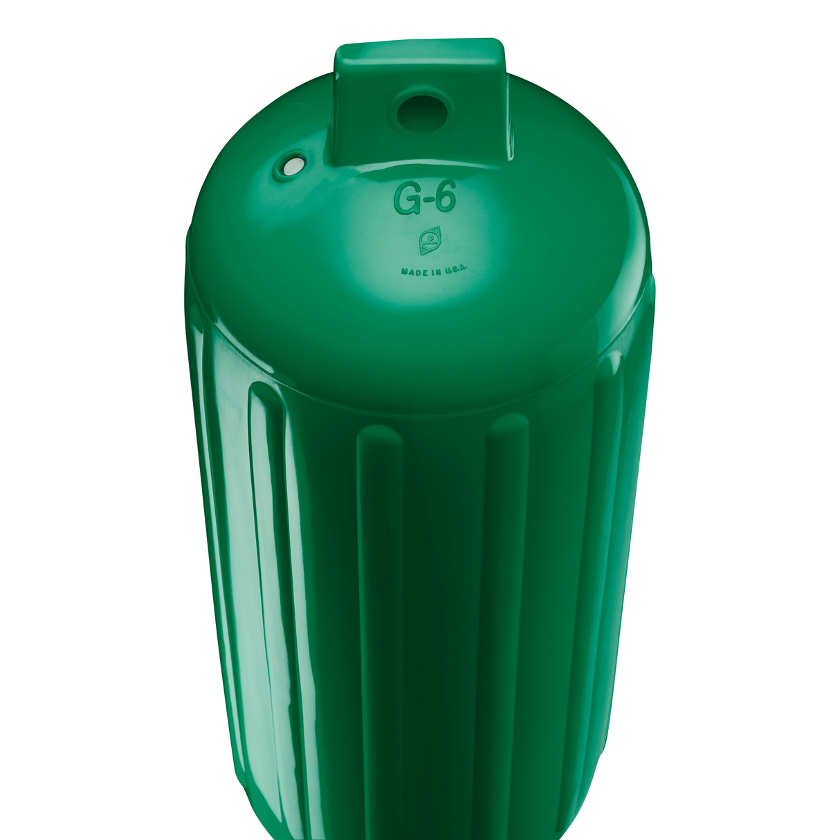 Forest Green boat fender, Polyform G-6 angled shot