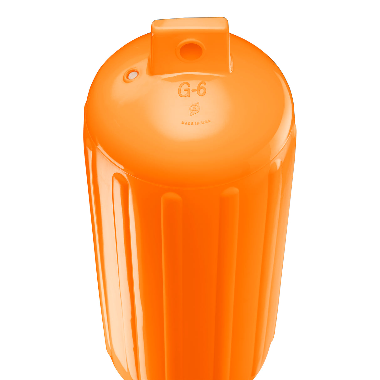 Orange boat fender, Polyform G-6 angled shot