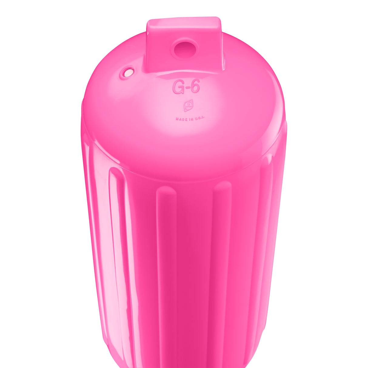 Pink boat fender, Polyform G-6 angled shot