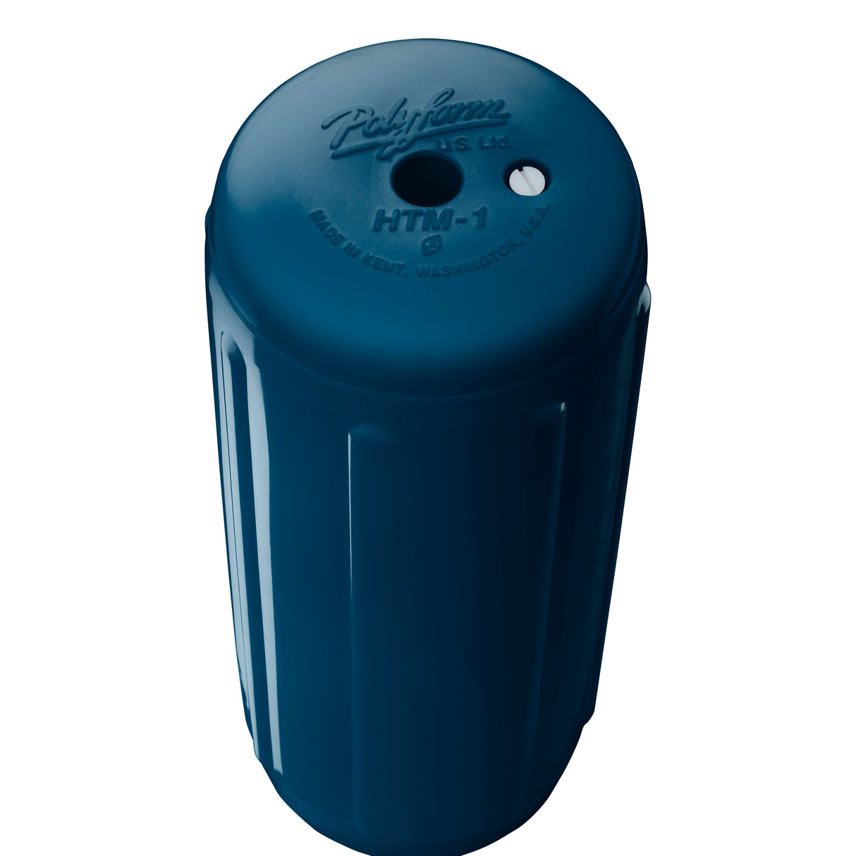 Catalina Blue hole through center boat fender, Polyform HTM-1 angled shot