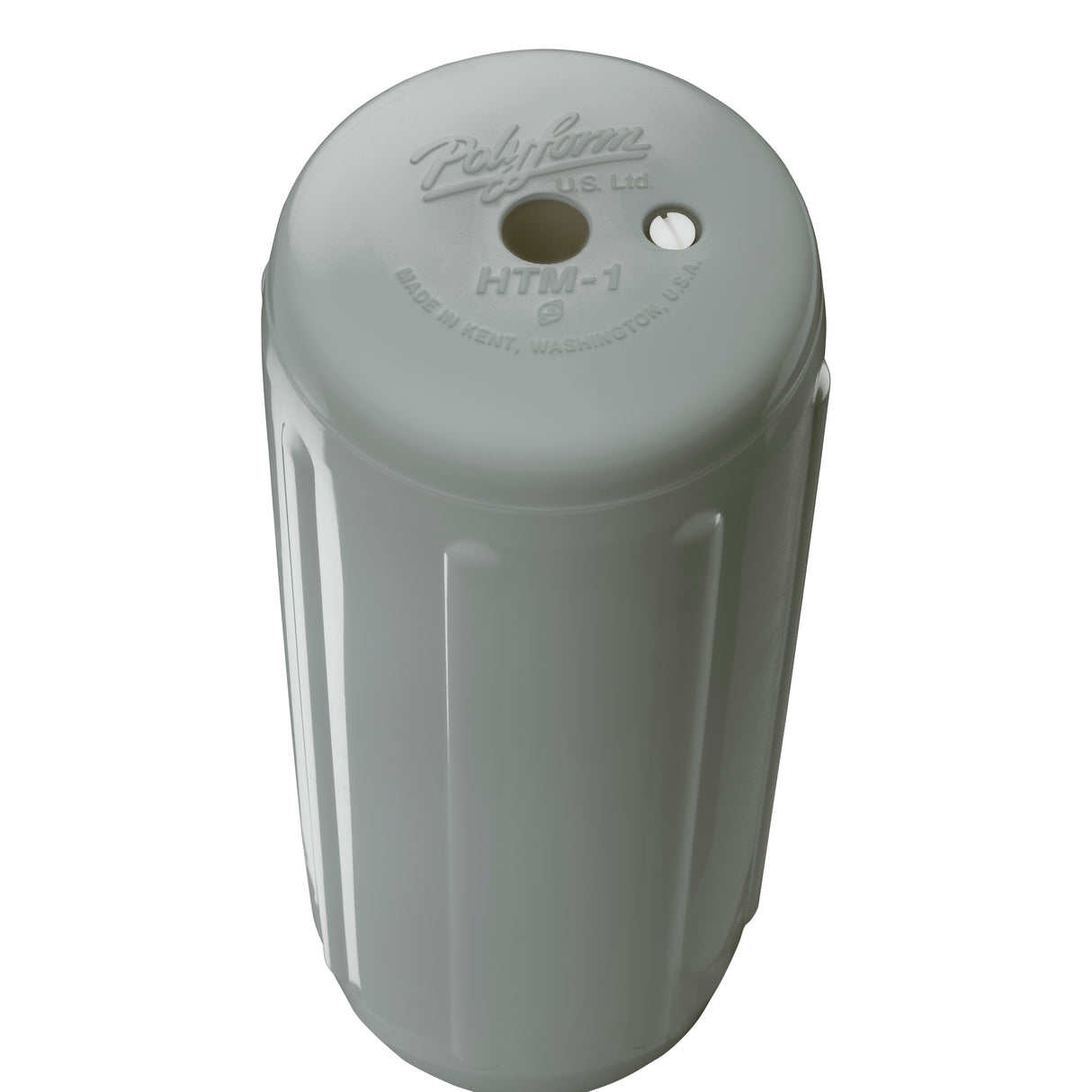 Grey hole through center boat fender, Polyform HTM-1 angled shot