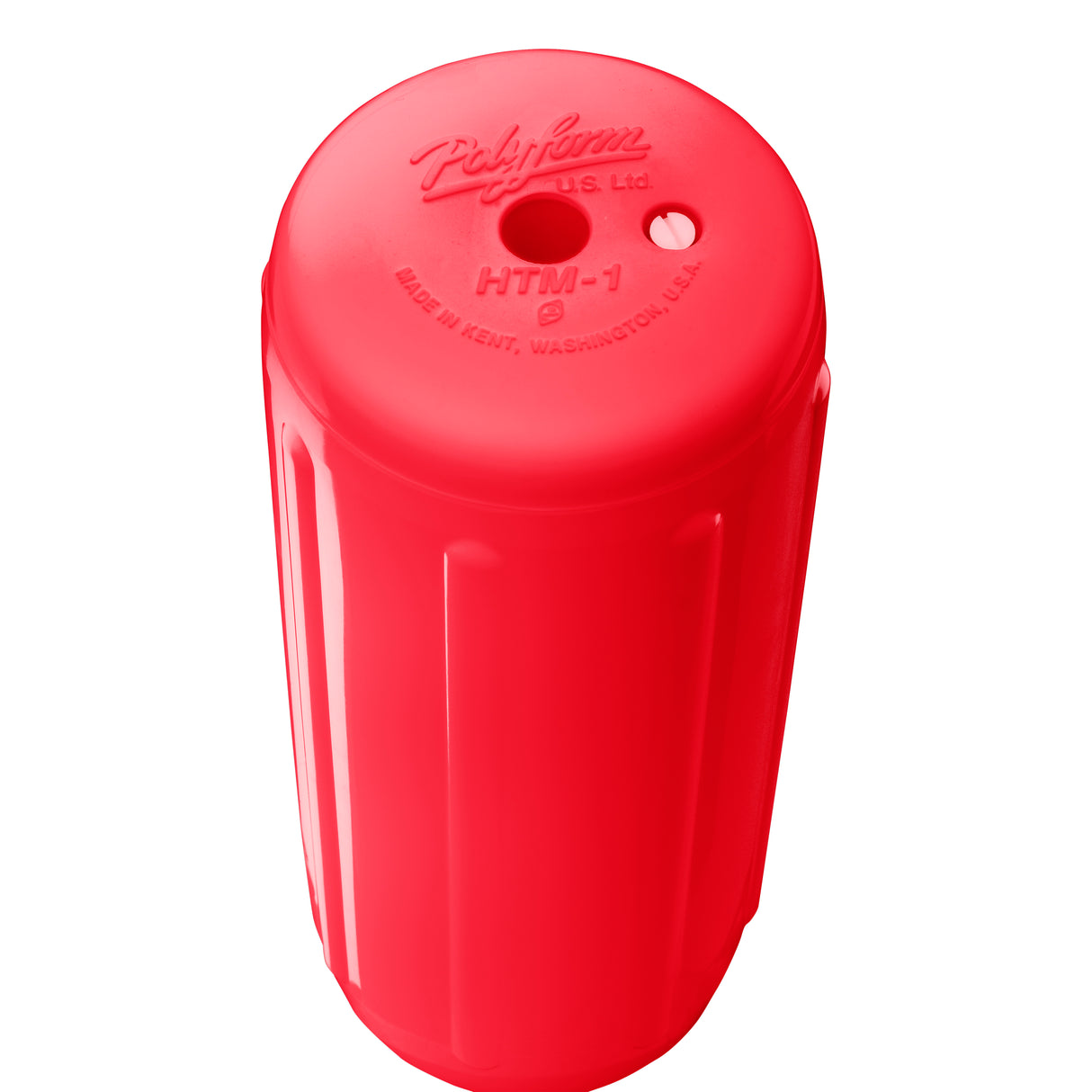 Red hole through center boat fender, Polyform HTM-1 angled shot